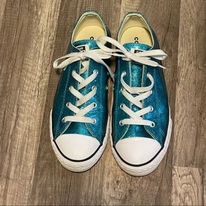 Glitter teal Converse Size 4Y DISCOUNTED SHIPPING
